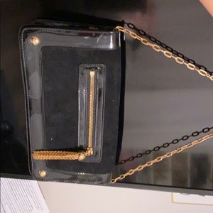 Black patent and suede purse